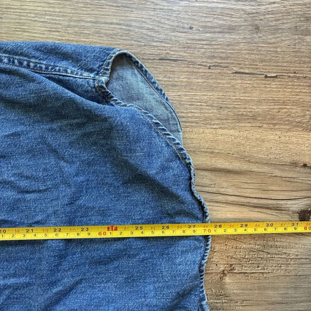 Lauren Jeans Co. Ralph Lauren Women's Denim Button-Up Shirt Blue Size 10 - Picture 6 of 7